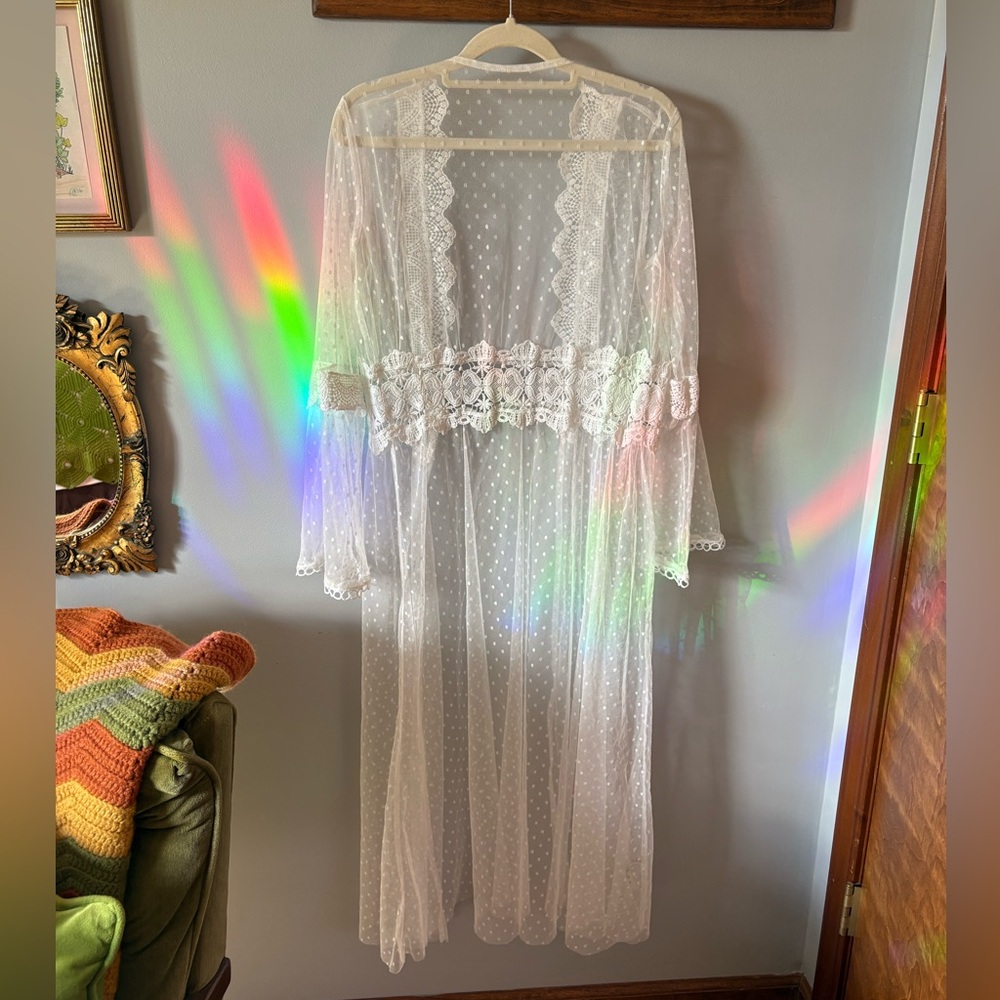 Sheer Lace Robe in Ivory